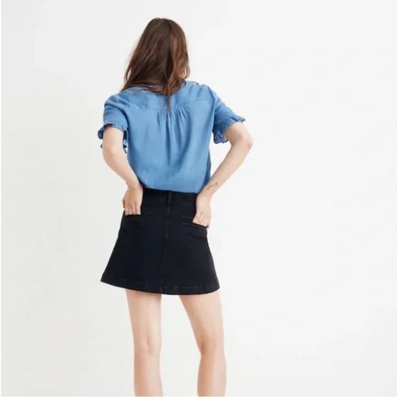 Madewell Stretch Denim A-line Mini Skirt in Black Frost - Picture 6 of 7